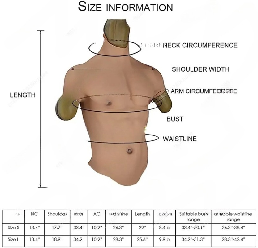 Cosplay Floating Prop - Realistischer gefälschter Muskel-Silikon-Halbkörperanzug für Männer mit